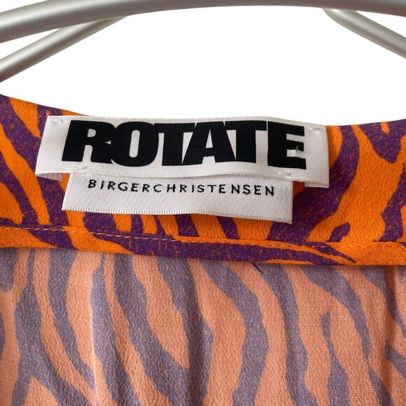 ROTATE Birger Christensen Zebra Print Wrap Mini Dress V Cut Tie Waist SZ 38 - Picture 3 of 8